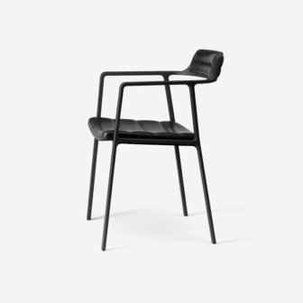 Vipp 451 aluminium stoel, zwart leer
