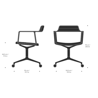 Vipp 452 Swivel met wielen, gepolijst frame zand leer zitting