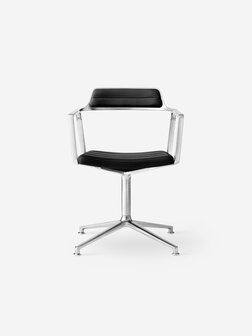 Vipp 452 Swivel, Black leath, pol. frame, gliders