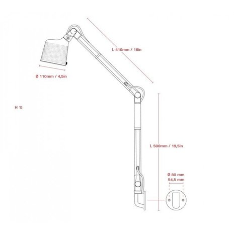 Vipp 522 wandlamp (lang)