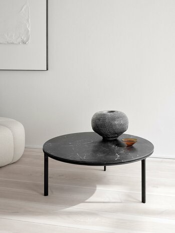 Vipp 425 salontafel, zwart frame, Pietra Grey Marble