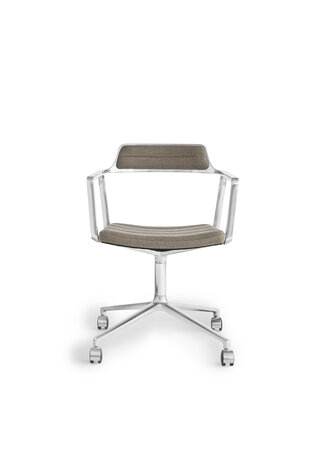 Vipp 452 Swivel met wielen (castors), gepolijst frame met Tide dark sand stof 
